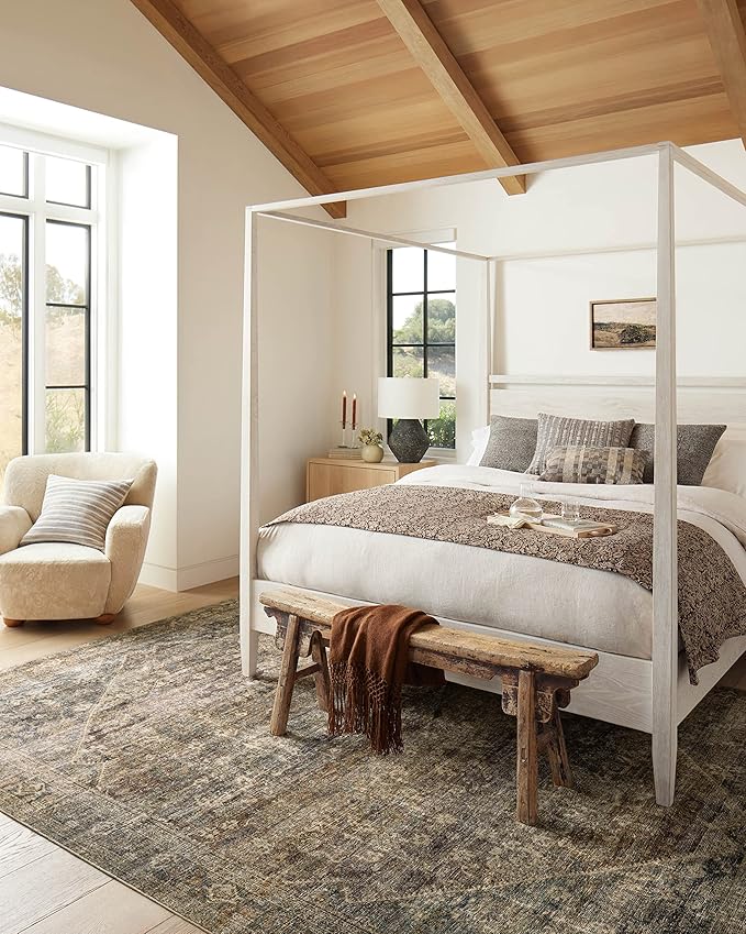 Loloi Amber Lewis Morgan Collection MOG-05 Spice/Lagoon 5'-0" x 7'-0" 38" Thick Area Rug feat. CloudPile, Neutral, Room Décor, Vintage Inspired, Livingroom, Bedroom, Dining Area