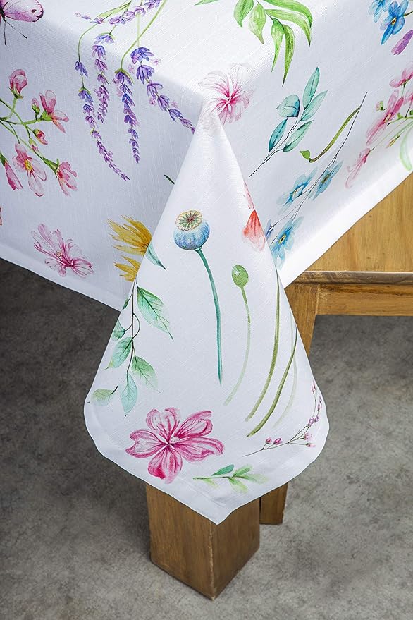 Maison d' Hermine Table Cloth Rectangle Table 100% Cotton 60 x 108 Inches Tablecloth Reusable Decorative for Dining Room Farmhouse Home Valentines Day Decorations Spring Summer - Just Floral