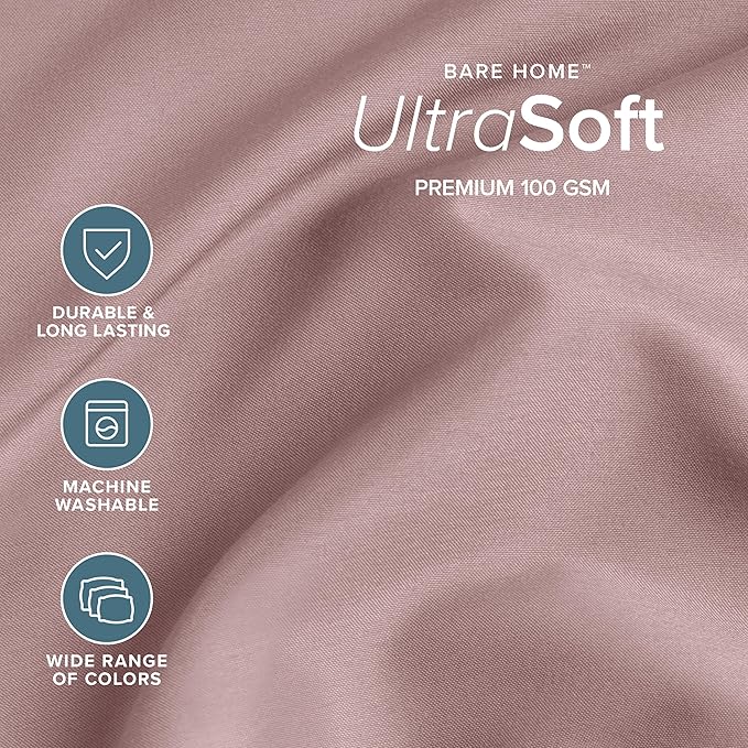 Bare Home Queen Sheet Set - 1800 Ultra-Soft Microfiber Queen Bed Sheets - Double Brushed - Deep Pockets - Easy Fit - 4 Piece Set - Bedding Sheets & Pillowcases (Queen, Mauve)