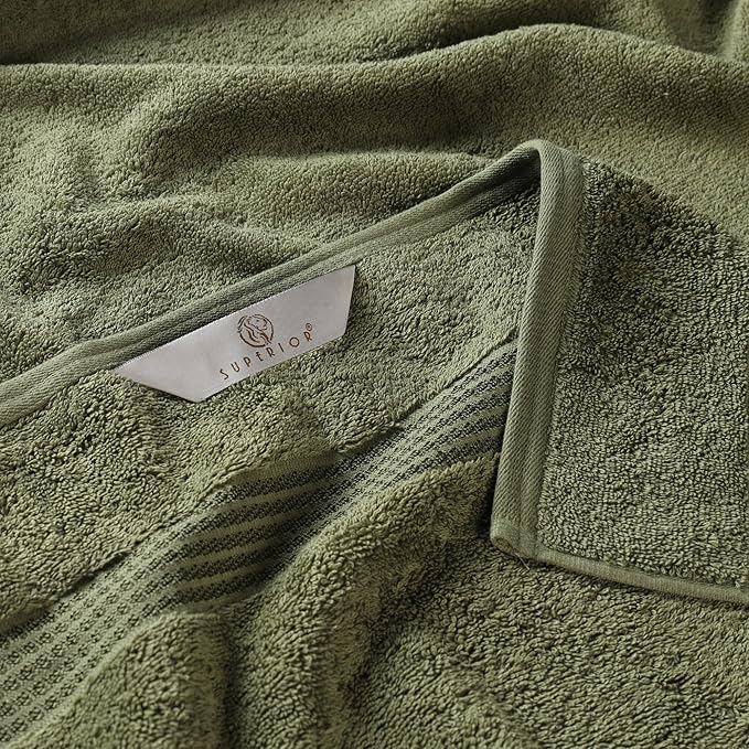 Superior Egyptian Cotton 3-Piece Towel Set, Assorted Towels, Home Bathroom, Master, Guest Bath, Decor Essentials, Includes 1 Bath, 1 Hand, 1 Face Towel/Washcloth, Quick Dry, Absorbent, Forest Green