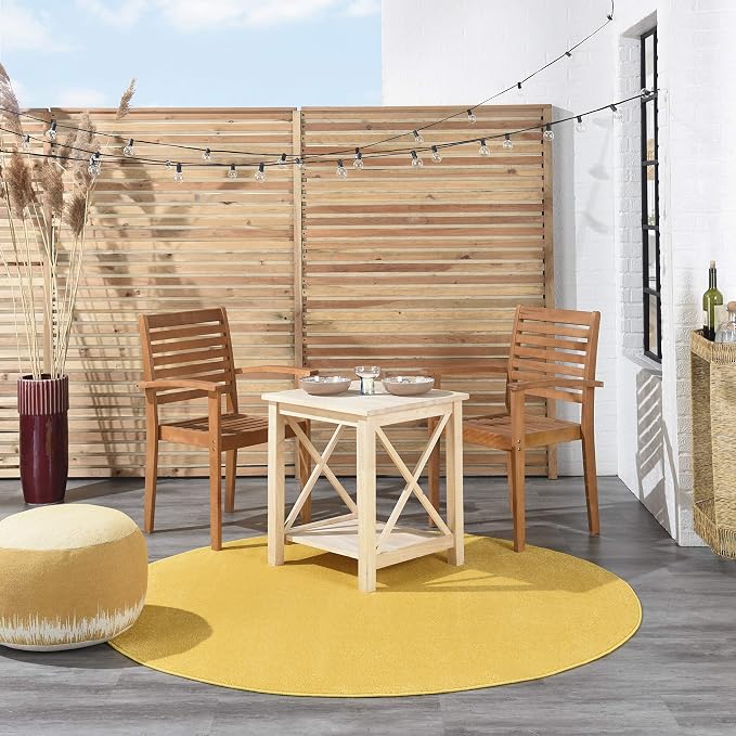 Nourison Home Nourison Essentials Yellow 6' x Round Area Rug - Easy Clean, Non Shedding, Bed Room, Living Room, Dining Room, Kitchen (6' x Round)