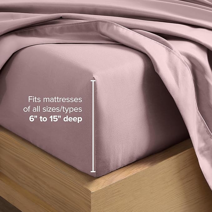 Bare Home Twin XL Sheet Set - 1800 Ultra-Soft Microfiber Twin Extra Long Bed Sheets - Double Brushed - Deep Pockets - Easy Fit - 3 Piece Set - Bedding Sheets & Pillowcases (Twin XL, Mauve)