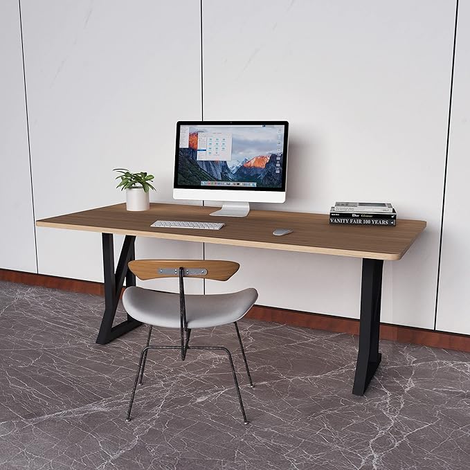 Metal Table Legs Desk Legs, Heavy Duty Square Tube Iron Desk Legs, DIY Furniture Legs for Dining Table, Coffee Table, Computer Desk, Workbench, 28”H x 17.7”W, Set of 2, Black (Z)