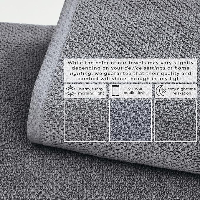 Great Bay Home 100% Cotton 4 Pack 54x27 Bath Towel Set - Absorbent, Quick-Drying, Durable Towels for Bathroom Decor - Low-Twist, Two-Ply Fibers (Chambray Blue)