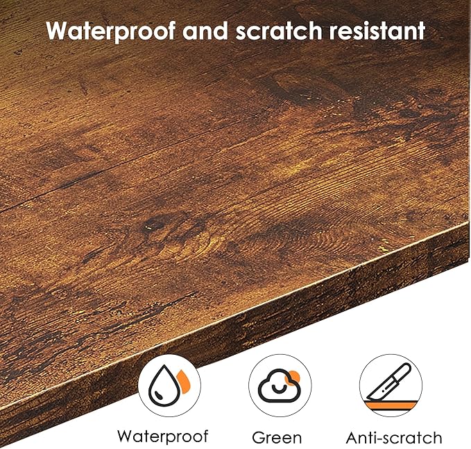 Need 63 Inch Large Computer Desk - Modern Simple Style Home Office Gaming Desk, Basic Work from Home Writing Table for Study Student, Large Legroom, Black Metal Frame, Rustic Brown