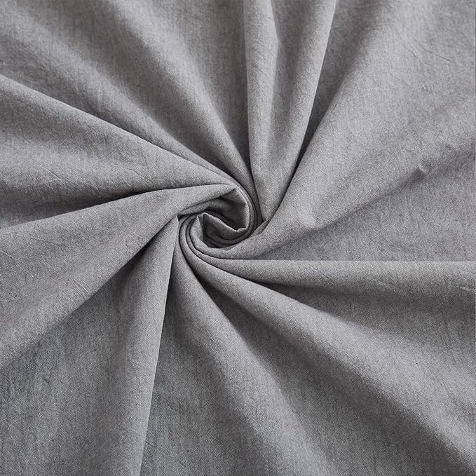 LOVQUE Light Grey Duvet Cover Full Size, 100% Washed Cotton Linen Like Bedding Set with Zipper Closure (No Comforter), 80x90 Inches