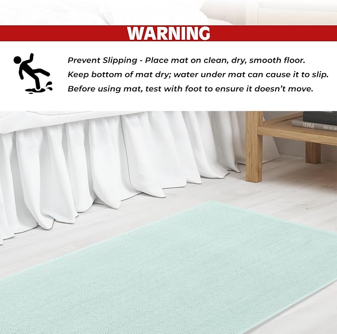 Cotton Paradise 100% Cotton Turkish Bathmat Rug, Soft Absorbent Quick Dry Non Slip, 17x24 Bathmat Rug, Mint Green