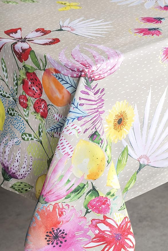 Maison d' Hermine Table Cloth Rectangle Table 100% Cotton 60 x 90 Inches Tablecloth Reusable Decorative for Dining Room Farmhouse Home Valentines Day Decorations Spring Summer - Jardin D'Ete - Fog