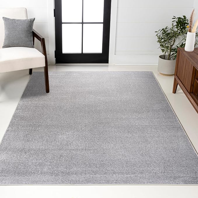 JONATHAN Y Haze Solid Low-Pile Light Gray Indoor Area Rug 4x6, Coastal,Bohemian,Minimalist,Classic, Easy-Cleaning for Living Room,Bedroom,Kitchen,Pet Friendly,Non-Shedding (SEU100K-4)