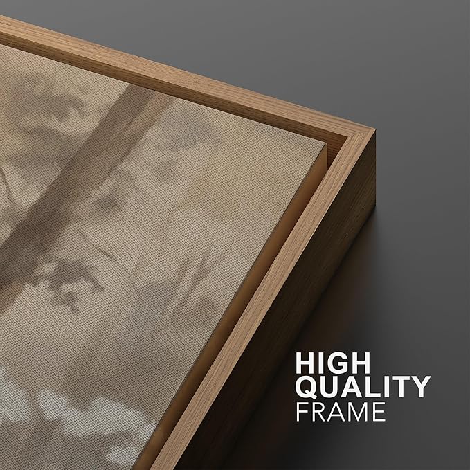 MUDECOR Framed Wall Art Print Set Neutral Forest Landscape Beige and Gray Watercolor Illustrations Realism Decorative for Living Room, Bedroom, Office - 24"x36"x3 Natural