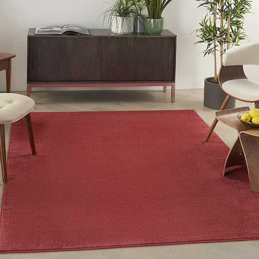 Nourison Home Nourison Essentials Brick Red 4' x 6' Area Rug - Easy Clean, Non Shedding, Bed Room, Living Room, Dining Room, Kitchen (4' x 6')