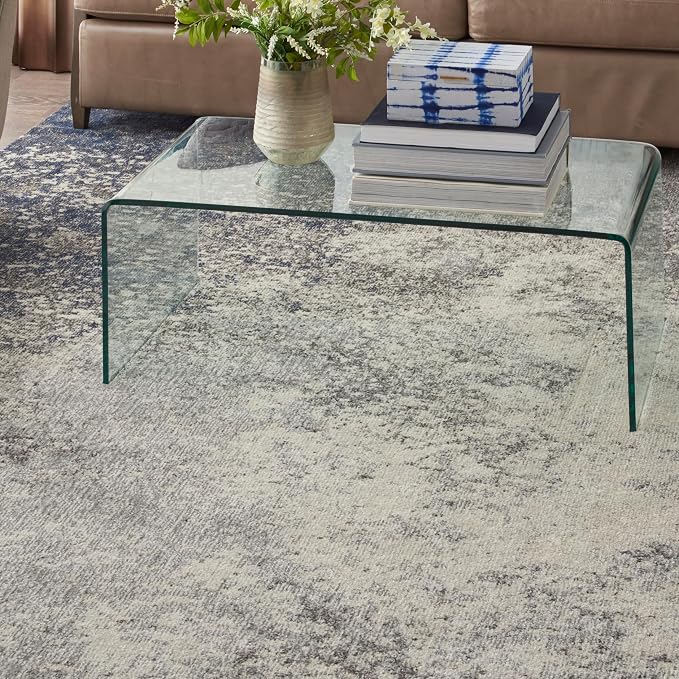 Nourison Home Passion Charcoal/Ivory 6'7'' x 9'6'' Area-Rug, Modern, Abstract, Easy-Cleaning, Non Shedding, Bed Room, Living Room, Dining Room, Kitchen, (7' x 10')