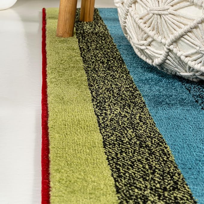 JONATHAN Y Retro Rainbow Stripe Multi Indoor Area Rug 5x8, Contemporary, Casual, Coastal, Easy-Cleaning for Living Room, Bedroom, Kitchen, Pet Friendly, Non-Shedding (DZC102A-5)