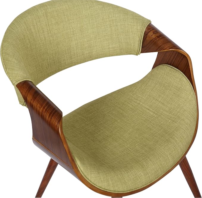 Armen Living Butterfly Mid-Century Dining Chair in Walnut Finish and Green Fabric - Set of 6