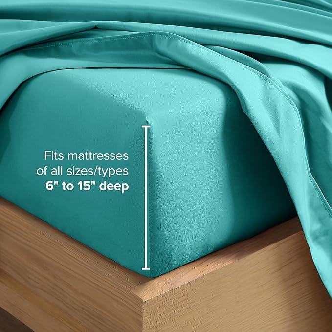 Bare Home King Sheet Set - 1800 Ultra-Soft Microfiber King Bed Sheets - Double Brushed - Deep Pockets - Easy Fit - 4 Piece Set - Bedding Sheets & Pillowcases (King, Turquoise)