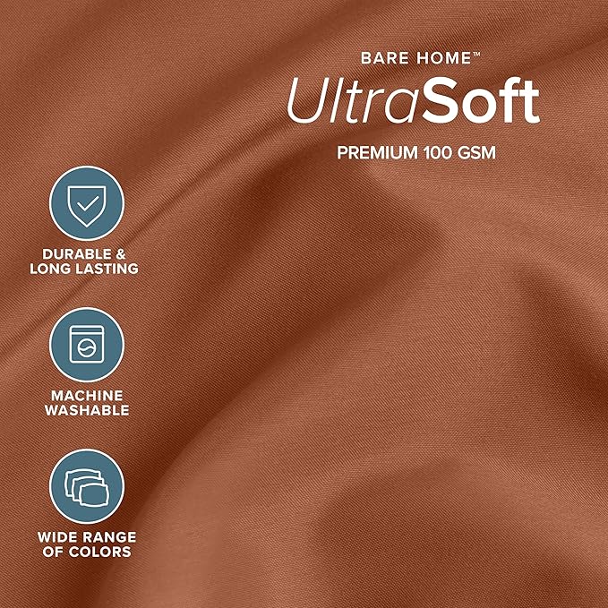 Bare Home Queen Sheet Set - 1800 Ultra-Soft Microfiber Queen Bed Sheets - Double Brushed - Deep Pockets - Easy Fit - 4 Piece Set - Bedding Sheets & Pillowcases (Queen, Terracotta)