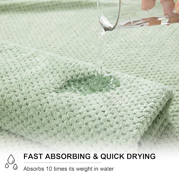 Smuge 2 Piece Hand Towels Set,100% Microfiber - Quick Dry, Thick, Soft, Plush and Highly Absorbent Luxury Hotel & Spa Bath Towel for Bathroom, Pack of 2 (Green)