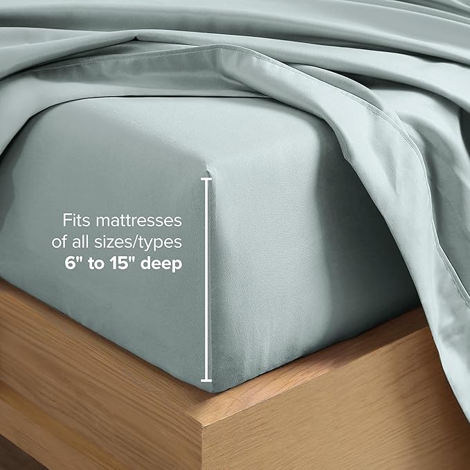 Bare Home Full XL Sheet Set - 1800 Ultra-Soft Microfiber Full Extra Long Bed Sheets - Double Brushed - Deep Pockets - Easy Fit - 4 Piece Set - Bedding Sheets & Pillowcases (Full XL, Sea Spray)