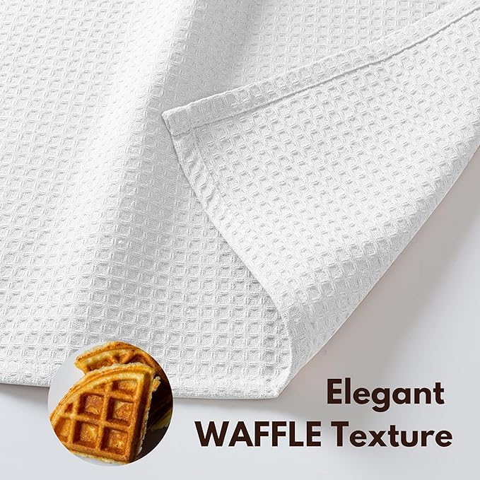 Native Fab Waffle 18 Pack Dish Cloths - 100% Cotton, Absorbent, Quick Drying, Washable Towels for Cleaning, Cooking & Baking - Great for Home, Restaurants, Cafes, Bars, Everyday Use, 12"x12", White