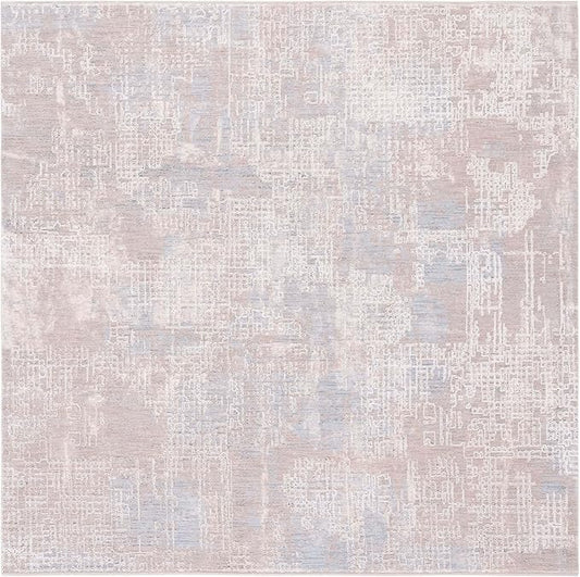 SAFAVIEH Marmara Collection Area Rug - 6'7" Square, Grey & Beige Blue, Modern Design, Non-Shedding & Easy Care, Ideal for High Traffic Areas in Living Room, Bedroom (MRM314F)