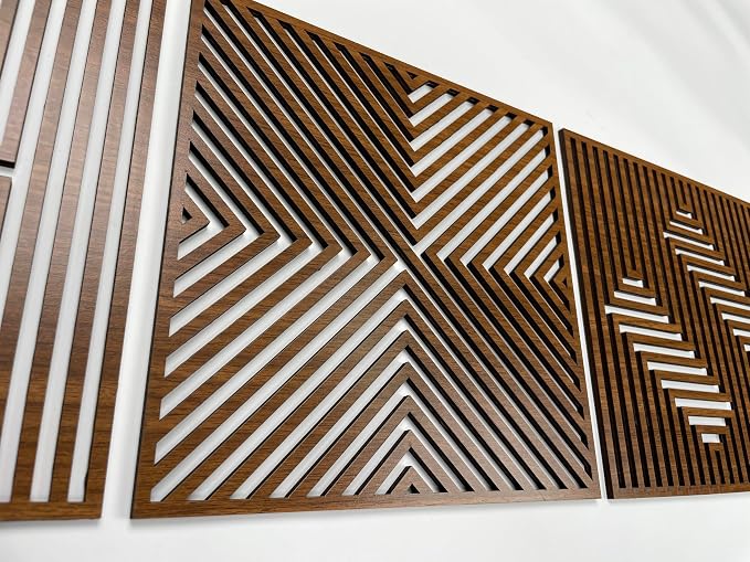 Wood Wall Art Modern, Geometric Large Wood Wall Art for Contemporary Interiors, Set of 3 Abstract Wooden Wall Art, Wood Wall Panel Home Gift