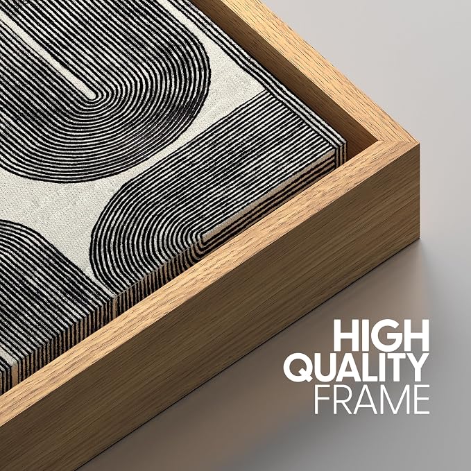SIGNWIN Framed Canvas Print Wall Art Set Black and White Geometric Line Abstract Illustrations Modern Art Decorative Chic Calm/Zen for Living Room, Bedroom, Office - 16"x24"x3 NATURAL