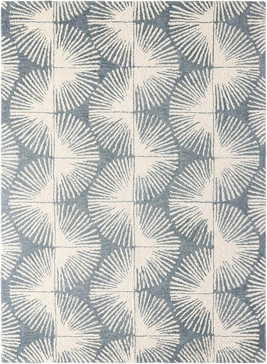 Nicole Miller New York Kendall Fluted Geo Handcrafted Area Rug, 100% Wool Rug, Grey, 8'x10'