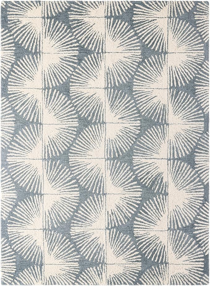 Nicole Miller New York Kendall Fluted Geo Handcrafted Area Rug, 100% Wool Rug, Grey, 5'x7’