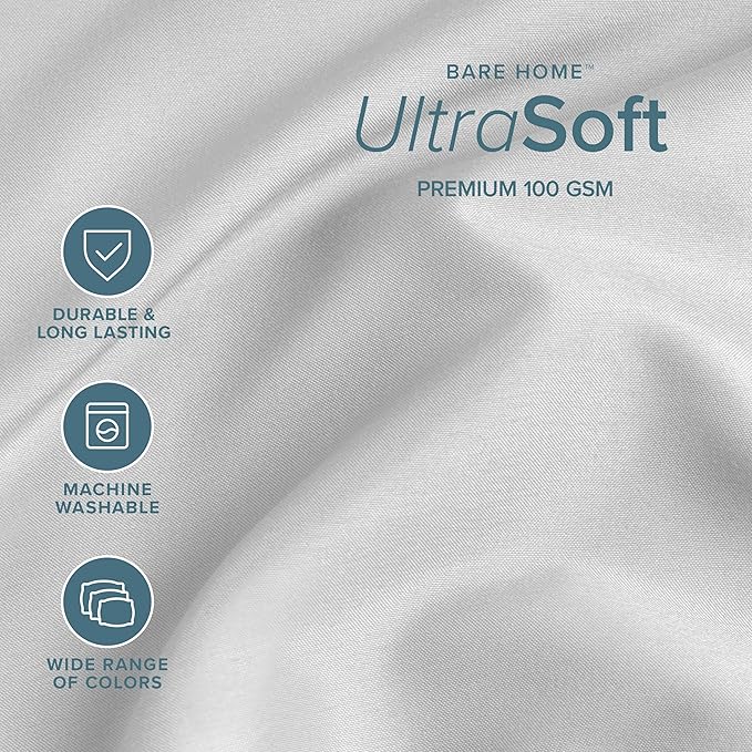 Bare Home Split King Sheet Set - 1800 Ultra-Soft Microfiber Bed Sheets - Double Brushed - Deep Pockets - Easy Fit - 5 Piece Set - Bedding Sheets & Pillowcases (Split King, Cloud Grey)
