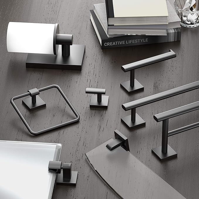 Gatco 4055MX Elevate Single Robe Hook, Wall Mounted Hook for Bathroom Towels & Robes, Matte Black