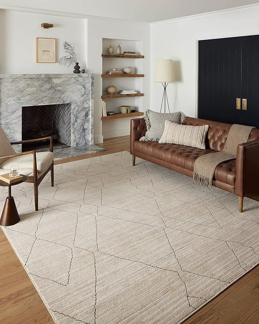 Loloi Darby Collection DAR-03 Sand/Charcoal 6'-7" x 9'-3" Area Rug