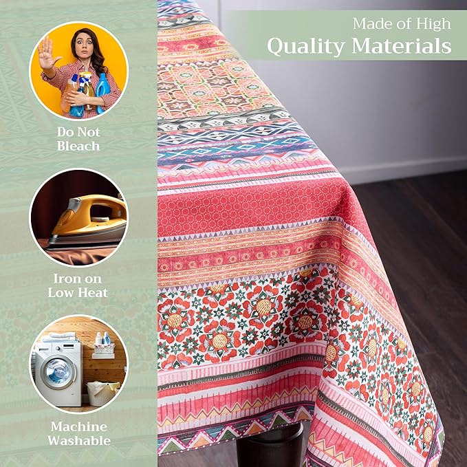 Maison d' Hermine Table Cloth Square Table 100% Cotton 54 x 54 Inches Fall Tablecloth Reusable Everyday Use for Thanksgiving Christmas Decorations Dining Farmhouse Party (Ispahan)