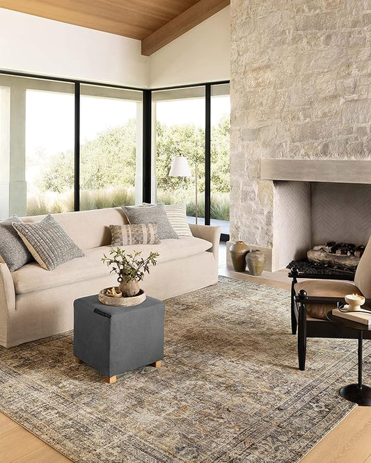 Loloi Amber Lewis Morgan Collection MOG-01 Sunset/Ink 5'-0" x 7'-0" 38" Thick Area Rug feat. CloudPile, Neutral, Room Décor, Vintage Inspired, Livingroom, Bedroom, Dining Area
