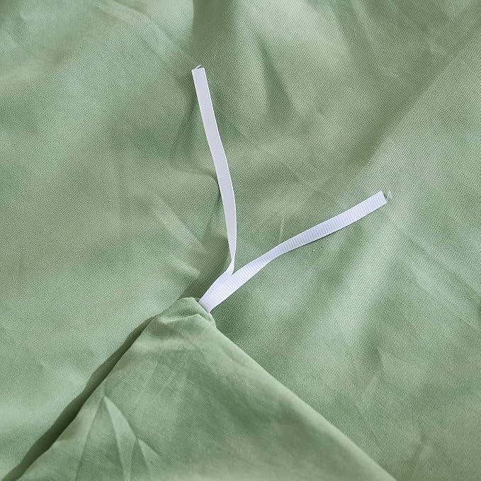 100% Washed Cotton Duvet Cover King Size – Sage Green, Linen-Like Texture, Super Soft & Breathable Bedding Set, 3-Piece Durable Percale Comforter Cover