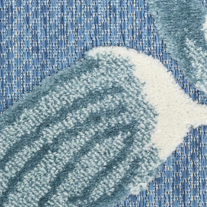 Nourison Home Aloha Blue 5'3" x 7'5" Area Rug - Easy Clean, Non Shedding, Bed Room, Living Room, Dining Room, Kitchen (5' x 8')