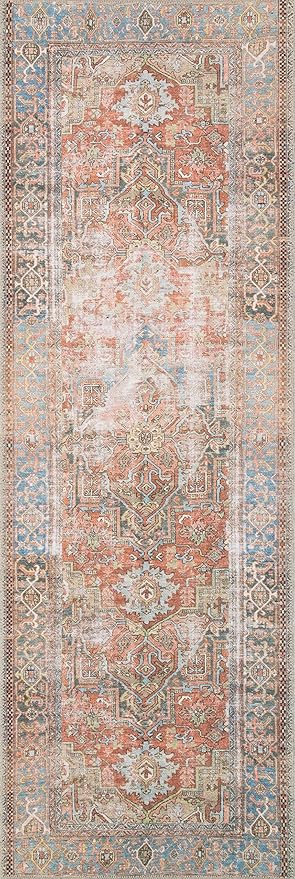 Loloi Loren Collection LQ-15 Terracotta/Sky 2'-6" x 7'-6" Runner Rug