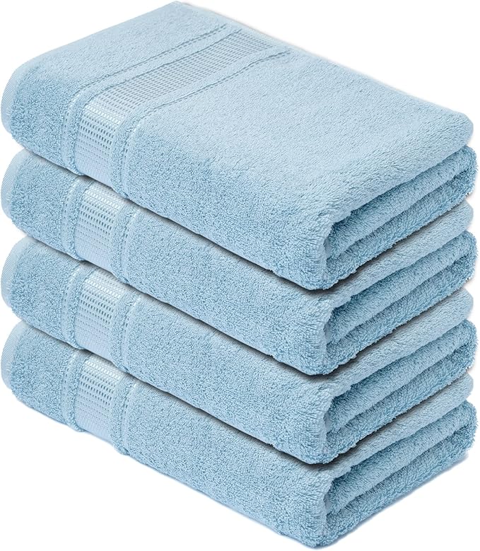 Melissa Linen, Fingertip Towels 4 Pack, 100% Turkish Cotton, Small Hand Towels for Body and Face, 12 x 18 in, Soft and Absorbent, Quick Dry, (Ocean Blue Fingertip Towels)
