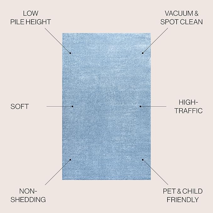 JONATHAN Y Haze Solid Low-Pile Classic Blue 4' Round Indoor Area Rug, Coastal,Bohemian,Minimalist,Classic, Easy-Cleaning for Living Room,Bedroom,Kitchen,Pet Friendly,Non-Shedding (SEU100F-4R)
