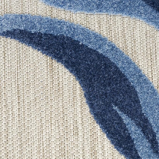 Nourison Home Aloha Blue Grey 7' x 10' Area Rug - Easy Clean, Non Shedding, Bed Room, Living Room, Dining Room, Kitchen (7' x 10')