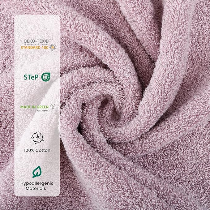SEMAXE 12-Piece Family Bathroom Towel Set - 100% Cotton, 4 Bath Towels, 4 Hand Towels, 4 Washcloths, Ultra-Soft and Super Absorbent, Lighter Weight
