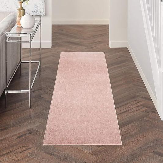 Nourison Home Nourison Essentials Pink 2' x 6' Area Rug - Easy Clean, Non Shedding, Bed Room, Living Room, Dining Room, Kitchen (6' Runner)