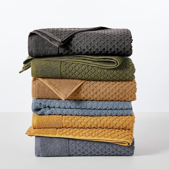 Great Bay Home Bath Towels - 100% Cotton 6 Piece Towel Set - Diamond Waffle Weave - Absorbent, Durable, Quick-Dry Towels for Bathroom (Mocha)