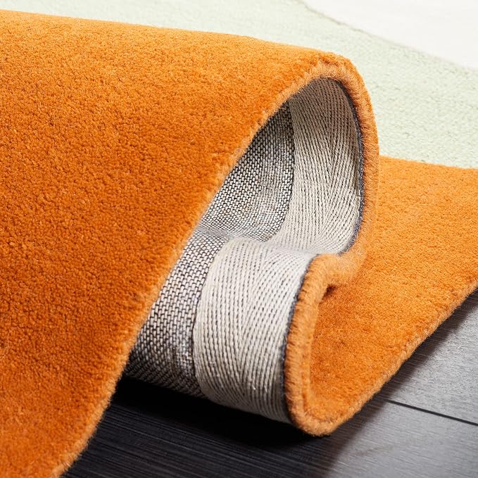 SAFAVIEH Rodeo Drive Collection Area Rug - 6' Square, Green & Rust, Handmade Mid-Century Modern Abstract Wool, Ideal for High Traffic Areas in Living Room, Bedroom (RD860Y)