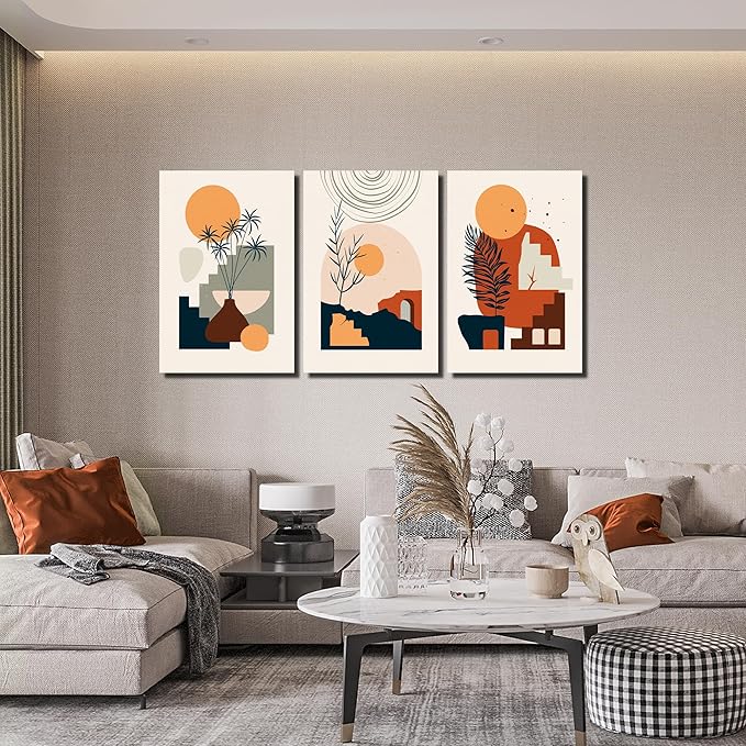 ZHAOSHOP Boho Wall Decor Living Room Modern Prints Wall Art for Bedroom 3 Piece Canvas Wall Art for Dining Room Size 16 x 24 Inch