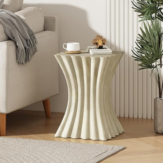 Square Side Table End Table for Living Room, Modern Retro Farmhouse Countryside Style, Magnesium Oxide Material for Indoor & Outdoor, No Assembly, Antique Brown