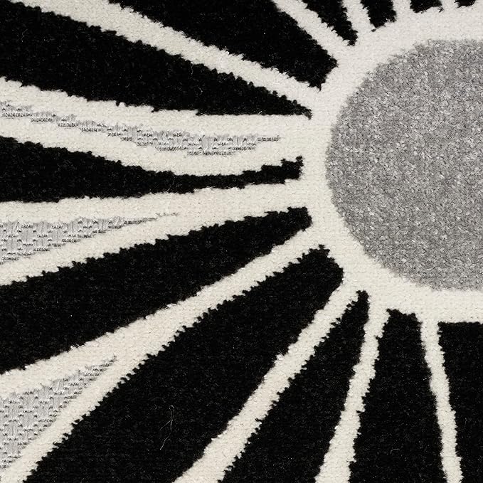 Nourison Home Aloha Black White 5'3" x 7'5" Area Rug - Easy Clean, Non Shedding, Bed Room, Living Room, Dining Room, Kitchen (5' x 8')