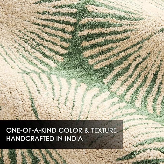 Nicole Miller New York Kendall Fluted Geo Handcrafted Area Rug, 100% Wool Rug, Green, 8'x10'