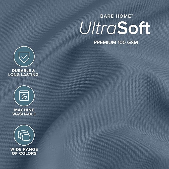 Bare Home Queen Sheet Set - 1800 Ultra-Soft Microfiber Queen Bed Sheets - Double Brushed - Deep Pockets - Easy Fit - 4 Piece Set - Bedding Sheets & Pillowcases (Queen, Bering Sea)