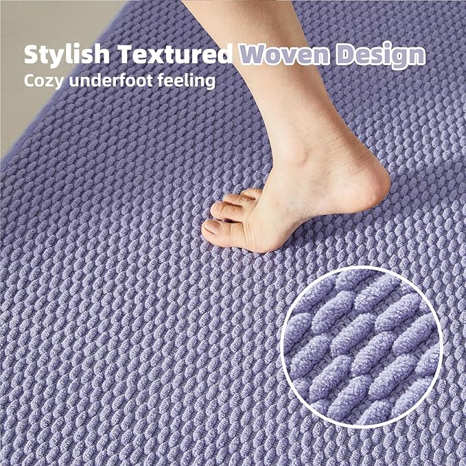Toilet Rug, Thin Toilet Rugs U Shaped Washable Non Slip Absorbent Quick Dry Low Pile Toilet Mat, Lavender 20"x24" U Shape