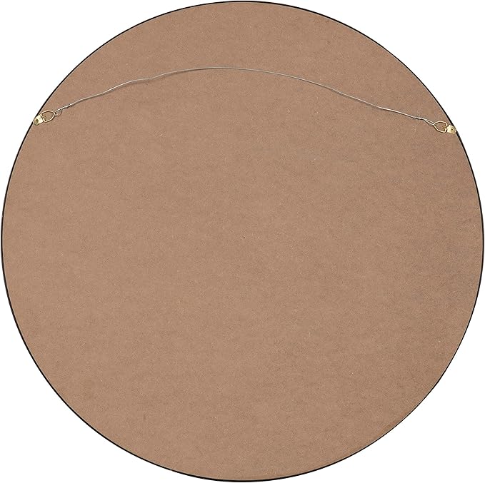 Kate and Laurel Travis Round Wood Wall Mirror, 25.6" Diameter, Black, Modern Wall Décor Accent